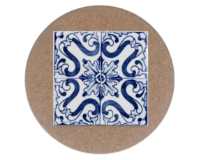 Azulejo decorado 15x15 cm com base em cortiça redonda padrão 29