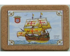 Azulejo com cortiça (sem corda) decorado Caravela 15x20cm