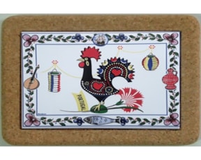 Azulejo com cortiça (sem corda) decorado Galo de Barcelos 15x20cm