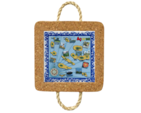 Azulejo decorado 15x15 cm com cortiça com corda motivo mapa Açores