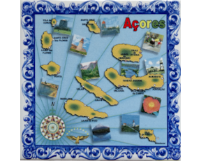 Azulejo decorado 7.5x7.5 cm motivo mapa Açores