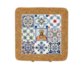 Azulejo decorado 15x15 cm com base em cortiça multi-padrão santo cristo