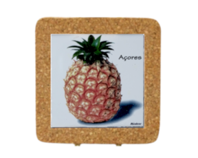 Magnético de cortiça com azulejo decorado 5x5 cm motivo ananás