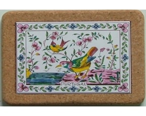 Azulejo com cortiça (sem corda) decorado Pássaros 18 cor 15x20cm