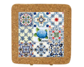 Azulejo decorado 15x15 cm com base em cortiça multi-padrão hortênsia
