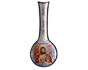 Base de colher em faiança motivo Santo Cristo