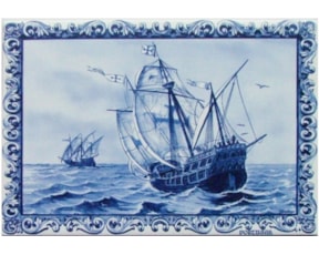 Azulejo decorado Caravela Azul 20X30 cm