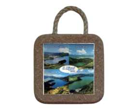 Base de cortiça com corda e azulejo decorado 7.5x7.5 cm motivo São Miguel - 4 lagoas