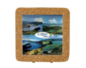 Azulejo decorado 15x15 cm com base em cortiça motivo São Miguel - 4 lagoas