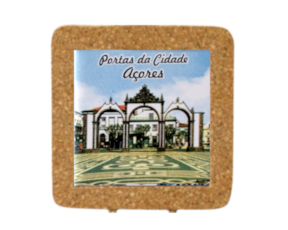 Base de cortiça com azulejo decorado 7.5x7.5 cm motivo portas da cidade