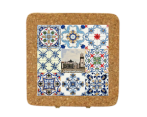 Azulejo decorado 15x15 cm com base de cortiça multi-padrão portas da cidade