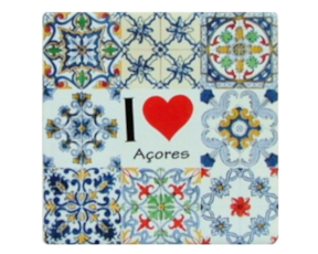 Azulejo decorado 10x10 cm multi-padrão I love Açores