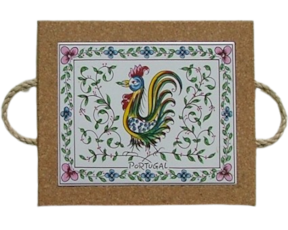 Azulejo com cortiça (com corda) decorado Galo de Águeda colorido 15x20cm