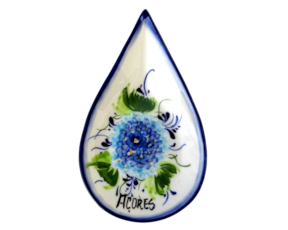 Taça lágrima em faiança pintado à mão motivo hortênsia