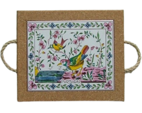 Azulejo com cortiça (com corda) decorado Pássaros 18 cor 15x20cm