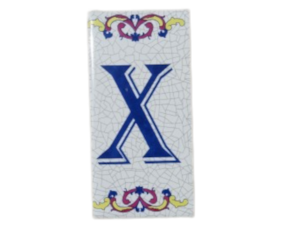 Azulejo decorado 5X10 cm com letra X