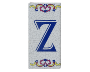 Azulejo decorado 5X10 cm com letra Z