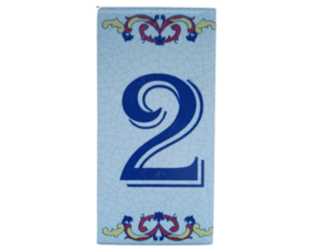 Azulejo decorado 5x10 cm com número 2