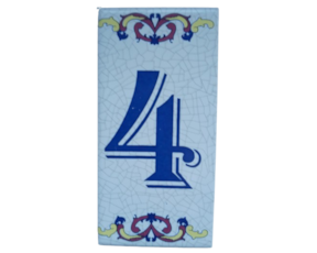 Azulejo decorado 5x10 cm com número 4