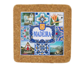 Base de cortiça com azulejo decorado 10*10 cm motivo paisagens arquipélago Madeira