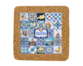 Azulejo decorado 15*15 cm com base de cortiça motivo paisagens arquipélago Madeira