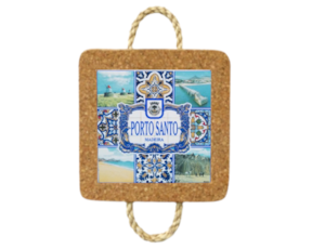 Azulejo decorado 15*15 cm com base de cortiça com corda motivo  Porto santo