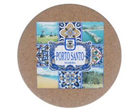 Azulejo decorado 15*15 cm com base de cortiça redonda motivo  Porto santo