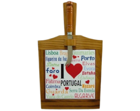 Tábua de Queijo Envernizado Escuro I Love Portugal 15X15cm
