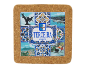 Base de cortiça com azulejo decorado 7.5*7.5 cm motivo Terceira - Açores
