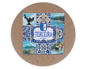 Azulejo decorado 15*15 cm com base em cortiça redonda motivo terceira - Açores