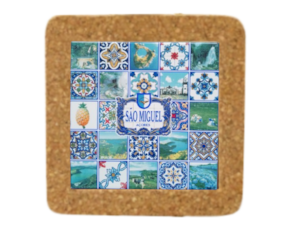 Azulejo decorado 15*15 cm com base em cortiça motivo São Miguel - Açores