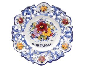 Prato decorativo em faiança pintado à mão decoração flores