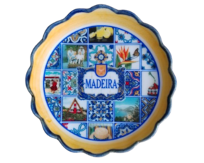 Prato liso mini em faiança decorado paisagens arquipélago da Madeira