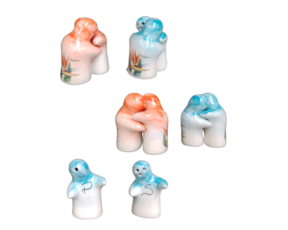 Set saleiro/pimenteiro em faiança decorado estrelícia 