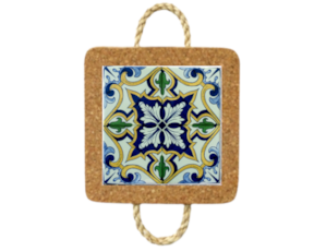 Base de cortiça com corda e azulejo decorado 10*10 cm padrão 79