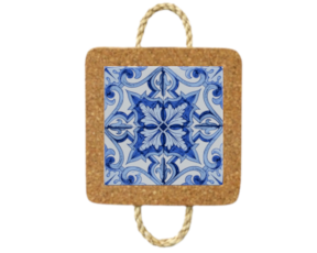 Base de cortiça com corda e azulejo decorado 10*10 cm padrão 79A