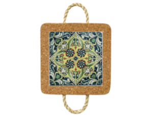 Base de cortiça com corda e azulejo decorado 10*10 cm padrão 80VA