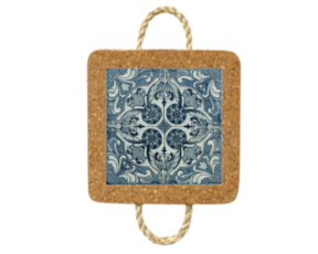 Base de cortiça com corda e azulejo decorado 10*10 cm padrão 80V