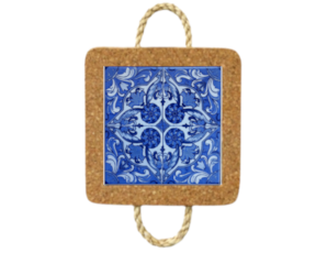 Base de cortiça com corda e azulejo decorado 10*10 cm padrão 83
