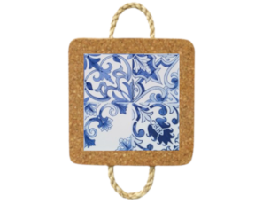 Base de cortiça com corda e azulejo decorado 10*10 cm padrão 76A