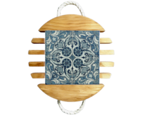 Base de tacho em madeira natural com azulejo decorado 10*10 cm padrão 80V