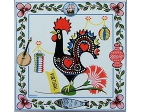 Azulejo decorado Galo Barcelos 15x15cm