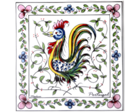 Azulejo decorado Galo de Águeda Colorido 15x15cm