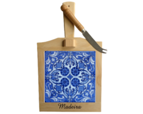 Tábua de queijo em madeira natural com azulejo decorado 10*10 cm padrão 83