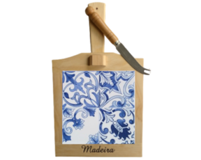 Tábua de queijo em madeira natural com azulejo decorado 10*10 cm padrão 76A