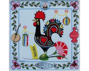 Azulejo decorado Galo de Barcelos 10x10cm