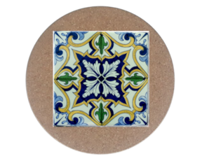 Azulejo decorado 15*15 cm com base em cortiça redonda padrão 79