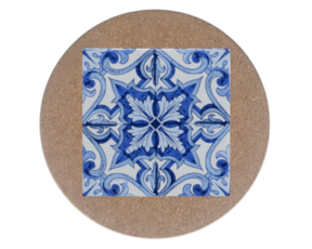 Azulejo decorado 15*15 cm com base em cortiça redonda padrão 79A