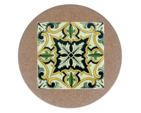 Azulejo decorado 15*15 cm com base em cortiça redonda padrão 79V