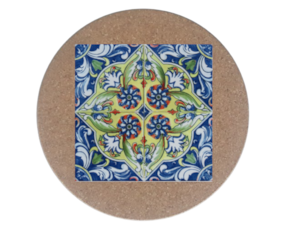 Azulejo decorado 15*15 cm com base em cortiça redonda padrão 80